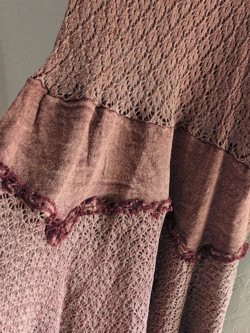 NEW ARRIVAL❣️ Powder Brick Red Crochet Ruffle Fit And Flare Airy  Sundress NIP - Picture 7 of 15
